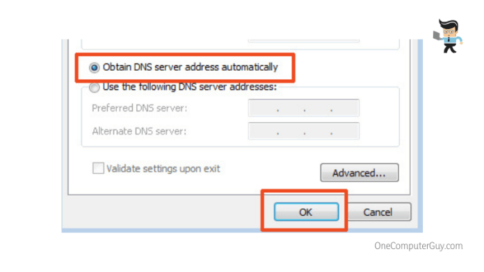 Obtain dns server address automatically