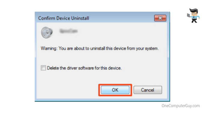 Uninstall in the confirmation prompt