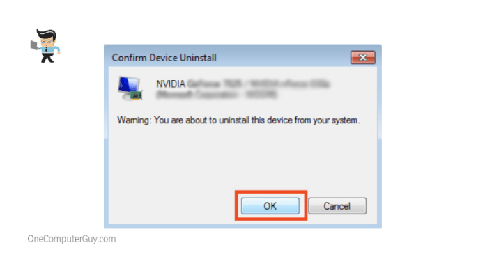 Confirm the uninstallation of nvidia display driver