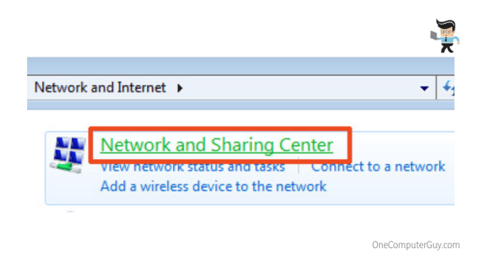 Network and sharing center in the network and internet